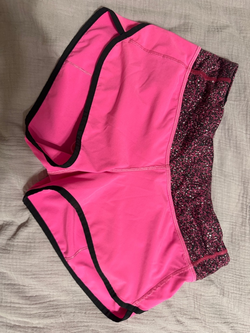 Bright Pink Speed Up Shorts with Patterned Waistband
